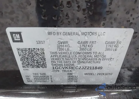 2018 Chevrolet Silverado 1500 2Lt from USA, damaged, VIN 1GCVKREC2JZ211849